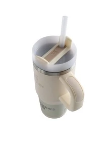 STANLEY - The  H2.0 ™ Tumbler 14 Oz Premium Stainless Steel Bottle Insulated Mug Sippy Cup Portable Water Bottle Large-Capacity Coffee Cup Water Cup With Handle And Straw, For Travel, Home, Office, Gift, Ice Drinks And Hot Drinks 10-12818 Christmas Gift New Year Gift 10-12818-013 - 1213 奶油 2.0 - 查看 3