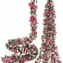 Dây hoa mẫu đơn nhân tạo gồm 3 nhánh, dài 250cm, chất liệu nhựa, thích hợp trang trí Giáng sinh, Halloween, Ngày Valentine, Ngày của Mẹ, cổng cưới, nhà cửa, sân vườn, cầu thang, cửa hàng, nhà hàng - Không cần nguồn điện hay pin. - Nhiều màu - Xem 2