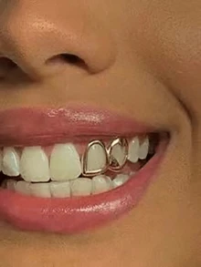2 pièces Grillz à dents en strass creux, bijoux de dents style hip-hop, cadeau de fête de mode unisexe - Multicolore - Voir 7