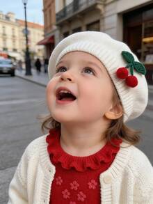 1 pieza Boina de bebé, Sombrero de cereza lindo, Sombrero de pintor para bebé recién nacido de 1 a 3 años, Accesorios exquisitos y lindos, Ropa de niño y niña, Suave, transpirable, cómodo, Colección de primavera/otoño, Accesorios para el cabello de bebé, Accesorios para el cabello de niña pequeña, Atuendos de primavera para niña pequeña, Adecuado tanto para el hogar como para salir, Regalos para bebés, Adecuado para fotografía turística, fiestas de vacaciones - Multicolor - Ver 2