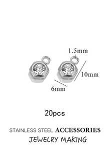 10/20 chiếc mặt dây chuyền nhỏ hình trái tim, ngôi sao, hoa mai bằng thép không gỉ đính đá, dùng để tự làm vòng cổ, bông tai. Phụ kiện trang sức - Hình học - Xem 18