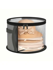 Extra Large Hat Storage Box Bag With Inner Bag, 2 Colors Available, Reinforced Handle And Accessory Box, Lightweight Transparent Window Double Zipper Closure Plastic Storage Box, Back To School Hat Storage - Multicolor - View 10