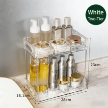 3-Tier Wavy Desktop Storage Rack, Multi-Layer Organizer Shelf For Cosmetics, Skincare, Books, Stationery, Figurines, Plants, Desk Decluttering, Expandable Workspace - Clean - View 9