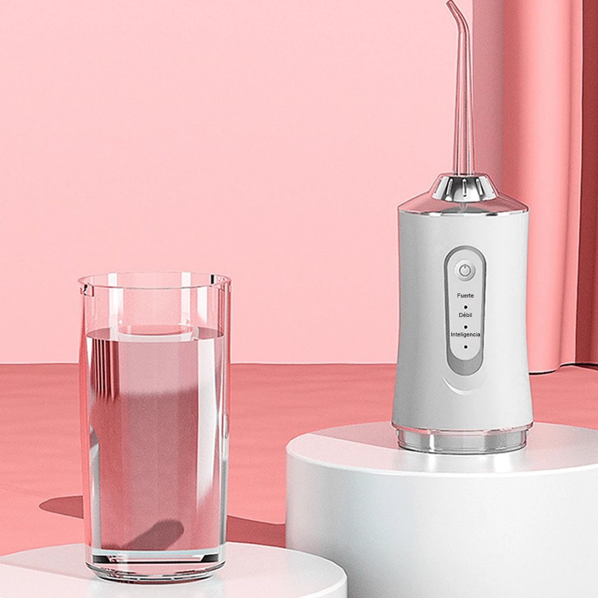 Irrigador bucal eléctrico portátil, con limpieza multiángulo para el cuidado bucal diario y la higiene interdental. Tres ajustes de presión de agua se adaptan a diferentes necesidades, mientras que los chorros pulsados de alta presión eliminan eficazmente la placa. Su diseño compacto garantiza una fácil portabilidad. - Blanco - Ver 1