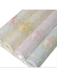 1m Self-Adhesive Wallpaper, Warm Girl's Bedroom Style, 3D Embossed Thick Non-Woven Fabric Wallpaper, Bedroom Living Room TV Background Wall Sticker - Baby Pink - View 8