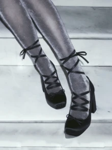 Ballet Mary Janes High Heels For Women Square Toe Satin Lace Up Ballerina Stiletto Heels With Bow Elegant Wedding Party Pump Heels For Women  - a黑色 - 查看 7