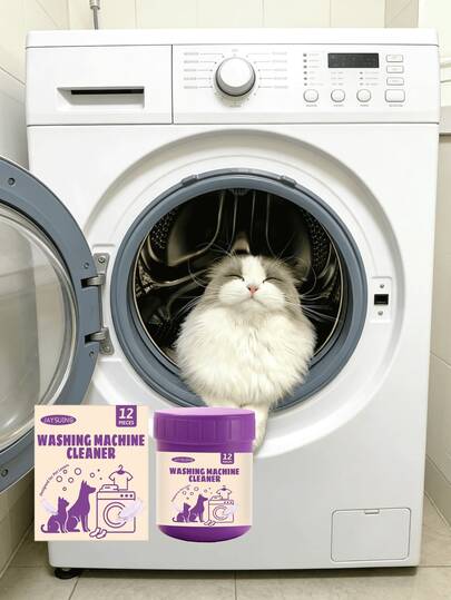 12 st tvättmaskinsrengöringstabletter, utformade för husdjursägare - Rengör på djupet och tar bort djurhår, lukt och kalkavlagringar. Motverkar effektivt mögel i trum-/pulsatortvättmaskiner, håller kläderna fräscha. Oumbärlig rengöringsprodukt för husdjur.
