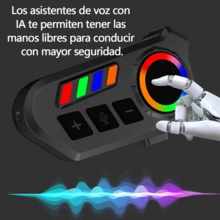Auriculares Bluetooth para casco de moto, compatibles con llamadas inalámbricas y reproducción de música, diseñados para su uso con cascos de moto. Cuentan con una estructura resistente al polvo, un puerto de carga rápida tipo C y una batería de larga duración. Mejoran la visibilidad durante la conducción nocturna, con una estructura ligera y compacta que facilita su instalación. - Negro - Ver 11