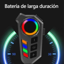 Auriculares Bluetooth para casco de moto, compatibles con llamadas inalámbricas y reproducción de música, diseñados para su uso con cascos de moto. Cuentan con una estructura resistente al polvo, un puerto de carga rápida tipo C y una batería de larga duración. Mejoran la visibilidad durante la conducción nocturna, con una estructura ligera y compacta que facilita su instalación. - Negro - Ver 2