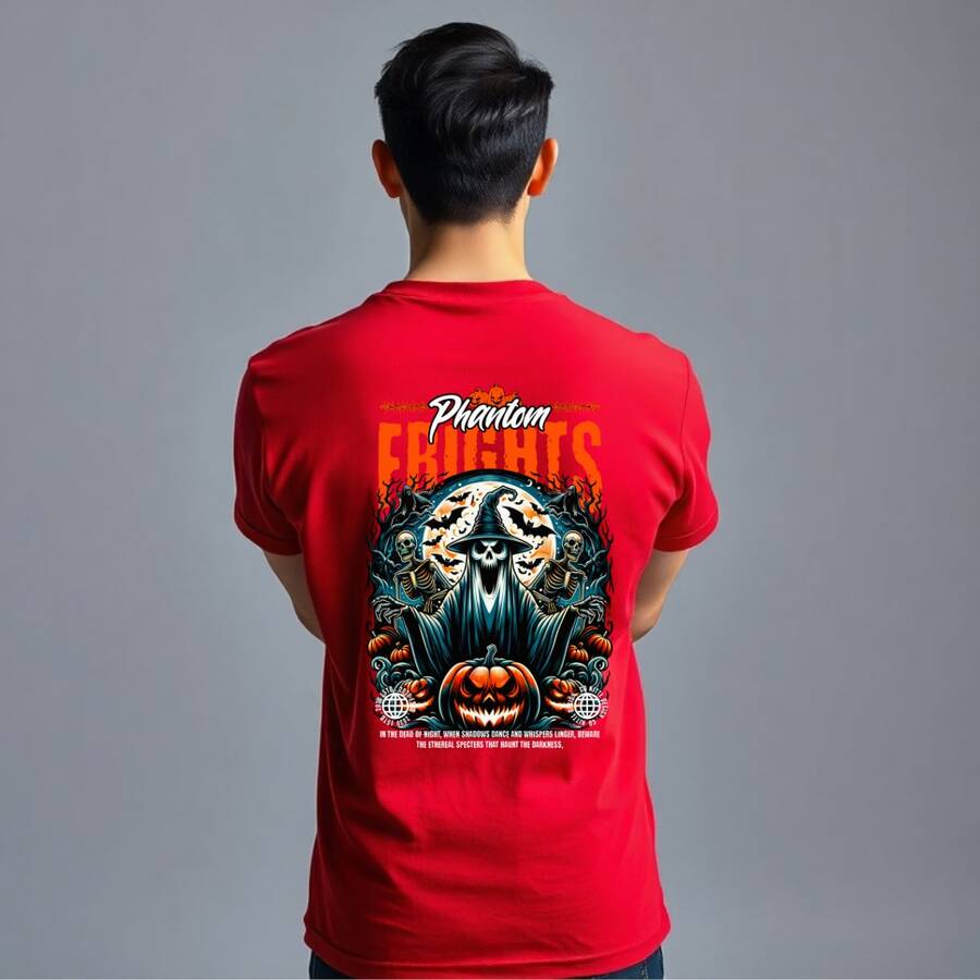 Halloween T-Shirt, Premium 100% Cotton - 紅色 - 查看 1