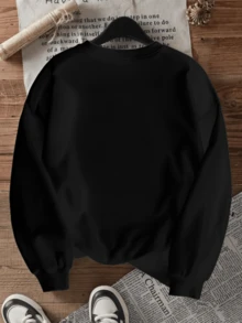 Monet Garden Art Print Long Sleeve Sweatshirt Women Oversized Crewneck Pullover Soft Cotton Top Casual Fashion Shirt - Black - View 3