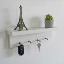 Porta Chaves De Parede Organizador Decoração Para Casa em L 25x8x8 - Branco - Visão 4