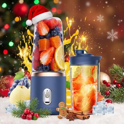 SOKANY Alla hjärtans dag-present 2-i-1-juicepress och blender med USB-laddning - Dubbelkopp med 6 blad, perfekt för smoothies, milkshakes och iskalla drycker - perfekt present för hälsomedvetna individer, resor, arbete eller hemmabruk, 16,91 oz kapacitet, resejuicepress | modern köksapparat | hållbar plastkropp, juicepressbas