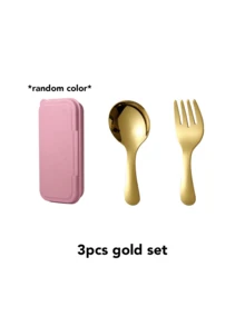 Set di posate portatile in acciaio inossidabile 3 pezzi, in acciaio inossidabile 304, posate pieghevoli con scatola di conservazione, inclusi forchetta, cucchiaio e scatola di conservazione - perfetto per ufficio, cucina, picnic, campeggio e attività all'aperto, e anche un bel regalo per le vacanze.