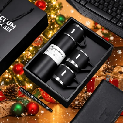 SOKANY Christmas Gift Set: 1 Set Of 500ml Business Vacuum Insulated Tumbler, Stainless Steel Vacuum Insulated Bottle With Coffee/Hot Drink Cup, Suitable For Travel And Business