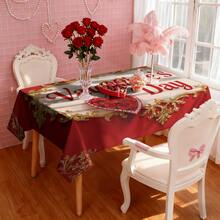 1/20 pièces Nappe de la Saint-Valentin, design romantique de cœur rose encadré en rouge et or, nappe élégante convenant pour restaurant, mariage, dîner d'anniversaire de couple, décoration de la maison, accessoires de cuisine, cadeau de décoration idéal pour la Saint-Valentin