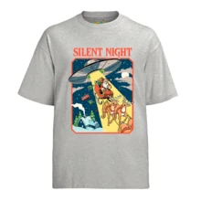 Camiseta Algodão Silent Night Natal - Cinza - Visão 1