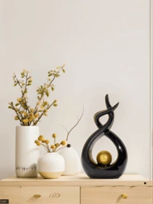 1件现代艺术树脂家居装饰摆件，桌面摆件，铂金树脂材质，适用于客厅、餐厅、茶几，乡村风格，也可用于客厅、厨房、壁炉、卧室、餐桌、办公室等场所，简约装饰，也可作花瓶使用，是现代家居客厅卧室装饰的理想之选，也是母亲节礼物、毕业礼物、婚礼装饰的理想选择。 - 彩色 - 查看 3