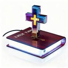 Jesus Night Light, Magnetic Levitation Jesus Cross Lamp, Bible Verse Night Light, Glowing Cross Religious Gift, Lord's Desk Lamp, Bookshelf Cross Decoration, RGB Lamp Base, Religious Gift For Men And Women, Christian Collectible Decoration For Home & Office - Starry - View 3