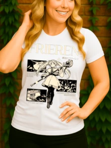 Sousou No Frieren  Anime Manga Otaku Otome Basic Unisex T-Shirt 100% Premium Cotton – Men's And Women's | Casual, Streetwear, Plus Size, New Arrival With Immediate Shipping In Various Colors - 白色 - 查看 3