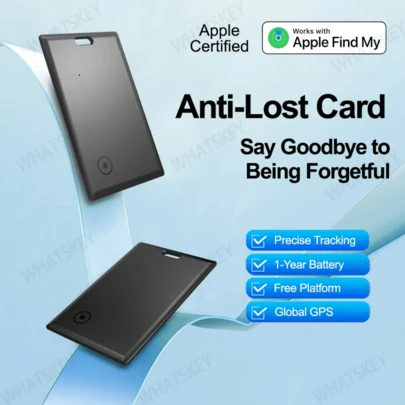 Étiquette AirTag d'Apple, Traceur GPS, Traceur de portefeuille, Traceur de portefeuille fin compatible avec Apple Find My (iOS uniquement), Localisateur pour portefeuille, clés, bagages, sacs et plus encore, facile à localiser votre portefeuille