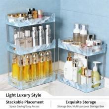 3-Tier Wavy Desktop Storage Rack, Multi-Layer Organizer Shelf For Cosmetics, Skincare, Books, Stationery, Figurines, Plants, Desk Decluttering, Expandable Workspace - Clean - View 6