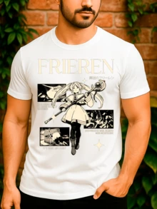Sousou No Frieren  Anime Manga Otaku Otome Basic Unisex T-Shirt 100% Premium Cotton – Men's And Women's | Casual, Streetwear, Plus Size, New Arrival With Immediate Shipping In Various Colors - 白色 - 查看 2