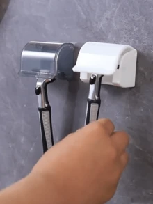 半件套浴室剃须刀和电动牙刷架，免钻孔简易安装淋浴置物架，坚固节省空间的简约浴室收纳架，必备浴室梳妆台整理架，秋季家居装饰必备，返校/圣诞节新奇礼物，创意恶作剧礼盒（带手势符号），双重恶作剧惊喜