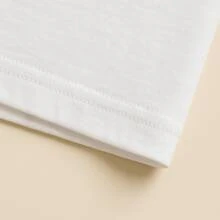 Camiseta de algodón de manga corta para mujer, casual, de cuello redondo y longitud regular, con gráficos únicos en la parte delantera - Blanco - Ver 7