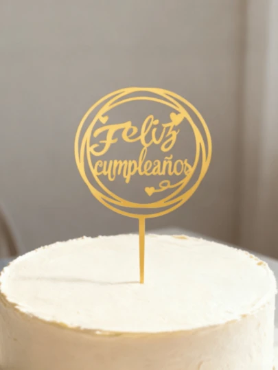 1/3/5 piezas Tarta de cumpleaños de estilo español de acrílico (con placa de nombre), Feliz cumpleaños Tapa de tarta de PMMA, Decoración de tarta, Decoración de hornear, Suministros de hornear, Suministros de cocina, Adecuado para Halloween, Fiesta de Navidad y decoración de celebración