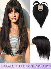 8-14英寸优雅直刘海假发，男女通用成人款，灰金色，适合头发稀疏者，夹式接发片，增加发量和遮盖度，自然逼真。 - 彩色 - 查看 24