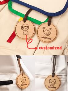 Kindergarten Name Sticker Children's Baby Name Sticker Bag Tag Pendant Engraving Ready To Enter The Kindergarten Supplies Listing. - Brown - View 2