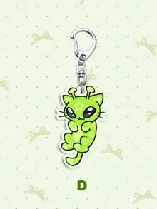 1PC Acrylic Alien-Themed Animal Keychain: Cute Alien Cat Keychain / E.T. Cat Keychain / Alien Seal Keychain / Alien Shark Keychain / Crying Cat. Perfect For Boyfriends, Girlfriends, Or Family Members. Friendship Keychain / Women's Keychain / Bag Charm / Christmas Gift. - Multicolor - View 5