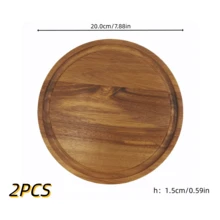 1/2pcs Natural Acacia Wood Round Chopping Board - Elegant Tabletop Decor For Kitchen, Dining Room, Party, Holiday, Cutting Board, Kitchen Tool - Ideal Christmas, Thanksgiving, Valentine's Day, Halloween Gift - Autumn Home Decor, Party Table Accessory, Stylish Kitchen Gadget, Must-Have For Cooking Enthusiasts - Orange - View 9