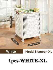 1/2pcs Foldable Laundry Basket With Wheels - Durable Plastic Storage Bin, Large Capacity, With Handle, Suitable For Bathroom, Balcony, Home Organization - Multipurpose Gift & Miscellaneous Storage Box, Lightweight Storage Basket, Wheeled Storage Bin - Multicolor - View 21