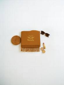 1PC Custom Name Scarf, Personalized Embroidered Gift For Christmas 2025, Soft Winter Scarves For Women Men