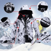 YEEFINE Men's Ski Suit Waterproof Snow Suits Two Piece Snowboard Jacket And Pants Set Outdoor Windproof Winter Warm Snowsuits - BXS-白 - 查看 3