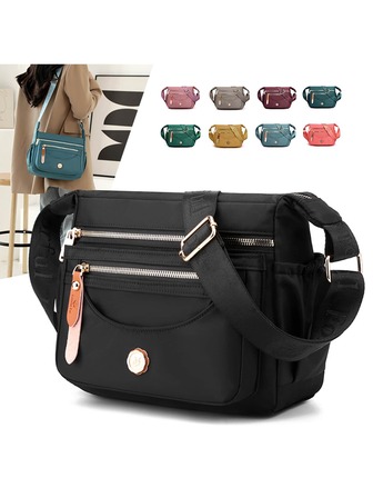 Casual Solid Color Hobo Bag Versatile Zipper Shoulder Bag For Women, Commuter Bag, Water-Resistant Nylon Material, Durable, Multi-Pocket, Large Capacity, Women Crossbody Bag