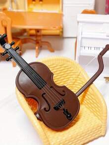 Mini Violin With Bow - Perfect Mini Instrument For Decoration And Collection, Ideal For Home Decor And Gifts, Mini Musical Instrument Dollhouse Model Home Decoration Mini Miniature World Violin Music Instrument Scene Model Shooting Props - Multicolor - View 3
