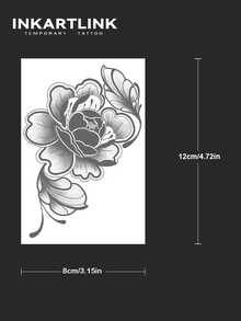 INKARTLINK 革命性技术纹身，半永久纹身，花卉纹身，逼真纹身，情感纹身，临时纹身，仿真纹身，防水，外观逼真，小众设计纹身，水果纹身，植物纹身 - 黑色 - 查看 5