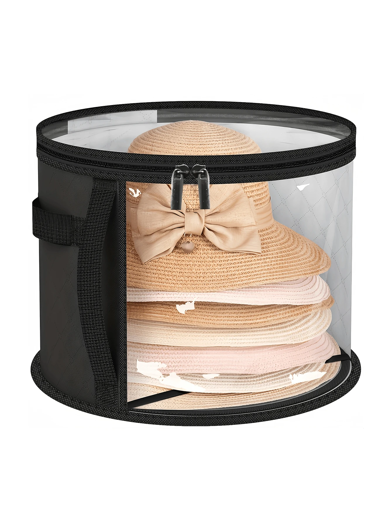 Extra Large Hat Storage Box Bag With Inner Bag, 2 Colors Available, Reinforced Handle And Accessory Box, Lightweight Transparent Window Double Zipper Closure Plastic Storage Box, Back To School Hat Storage