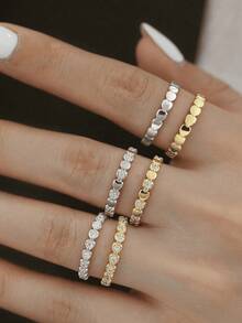 3 Pcs 925 Sterling Silver Simple Delicate Love Arrangement Ring Set Ladies Fine Jewelry Gift Birthday Gift Party Gift Daily Wear - Heart-shaped Rings - View 2