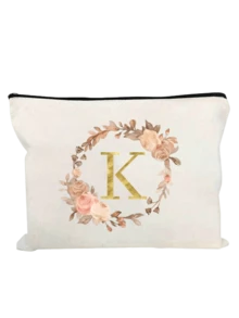 1pc Portable Fashion Large Capacity Cosmetic Bag, Personalized Floral & Gold Letter Print Canvas Toiletry Bag, Travel Makeup Organizer, Suitable For Storing Toiletries, Cosmetics, Makeup Brushes, Accessories, Travel, Home Organization, Dorm, Wedding Bride Gift, Mother's Day Gift, Best Friend Gift, Birthday Gift, Souvenir, Home Storage, Can Be Used In Bathroom, Living Room Or Bedroom ,Makeup Bag - Multicolor - View 21