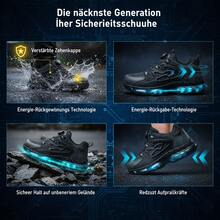frysen Arbeitsschuhe Herren Damen Sicherheitsschuhe Stahlkappenschuhe Sportlich Atmungsaktiv rutschfeste Safety Shoes 36-46 EU - Schwarz 678 - Übersicht 6