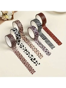 Bộ băng dính Washi trang trí họa tiết động vật - Băng dính Washi họa tiết ngựa vằn, báo và hổ dùng để làm sổ lưu niệm, đồ thủ công tự làm và trang trí sổ kế hoạch, đồ dùng học tập, trở lại trường học - Nhiều màu - Xem 2