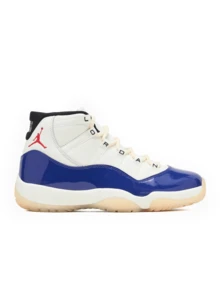 Jordan 11款复古稀有Air系列男士运动鞋，适合健身、跑步、日常训练，高支撑、吸汗、透气、减震缓震，厚底，印花Logo，易于清洁，防滑，时尚百搭，适合旅行、购物、上学、秋冬季穿着，白色/蓝色可选，货号IH0296-400 - 白色/藍色 - 查看 3
