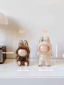 1个亚克力立式迷你展示盒，2025新款，适用于Mini Labubu4.0心形密码系列 - 防尘保护罩，适用于怪物娃娃.0、2.0、3.0、4.0系列收藏品，是收藏家、送礼者或情人节礼物的完美之选。[不含娃娃]