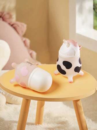 KUNT 150/240ml Cow Milk Bottle, Cute Cow Shaped Milk Bottle, Silicone Milk Bottle, 5cm Wide Nipple, Pink/Black