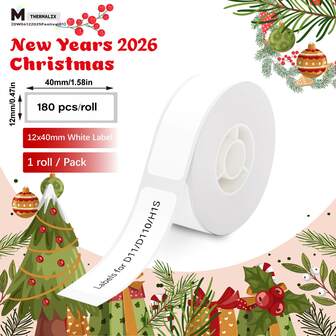  Marklife White Adhesive Thermal Label Tape, Thermal Printing Paper, Black On White Label Sticker For D30,M110,M220,M1,P50,P15 Label Maker For Household, Business, 12x40mm 0.47"X1.57", 180 Labels/Roll, Waterproof, Oilproof, Abrasion Resistance, Tear Resistant