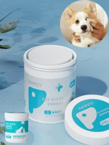 宠物清洁湿巾，犬猫专用，柔软耳部清洁垫，天然犬耳清洁湿巾，温和去除耳垢、污垢和异味，不刺激宠物眼睛、泪液、耳道分泌物和耳垢。温和卫生的宠物眼耳清洁湿巾。猫狗眼部清洁湿巾。用于清洁宠物眼睛，去除泪痕。 - 白色 - 查看 2